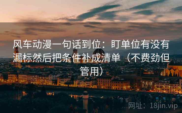 风车动漫一句话到位:盯单位有没有漏标然后把条件补成清单(不费劲但管用) 风车动漫一句话到位:盯单位有没有漏标然后把条件补成清单(不费劲但管用)