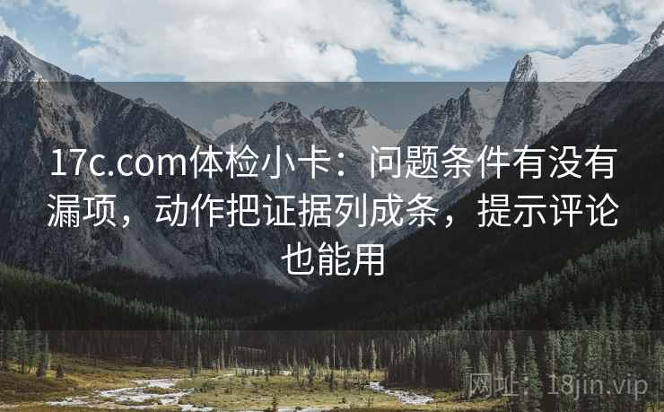 17c.com体检小卡：问题条件有没有漏项，动作把证据列成条，提示评论也能用