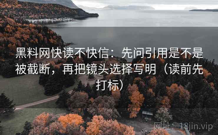 黑料网快读不快信：先问引用是不是被截断，再把镜头选择写明（读前先打标）